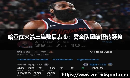 哈登在火箭三连败后表态：需全队团结扭转颓势